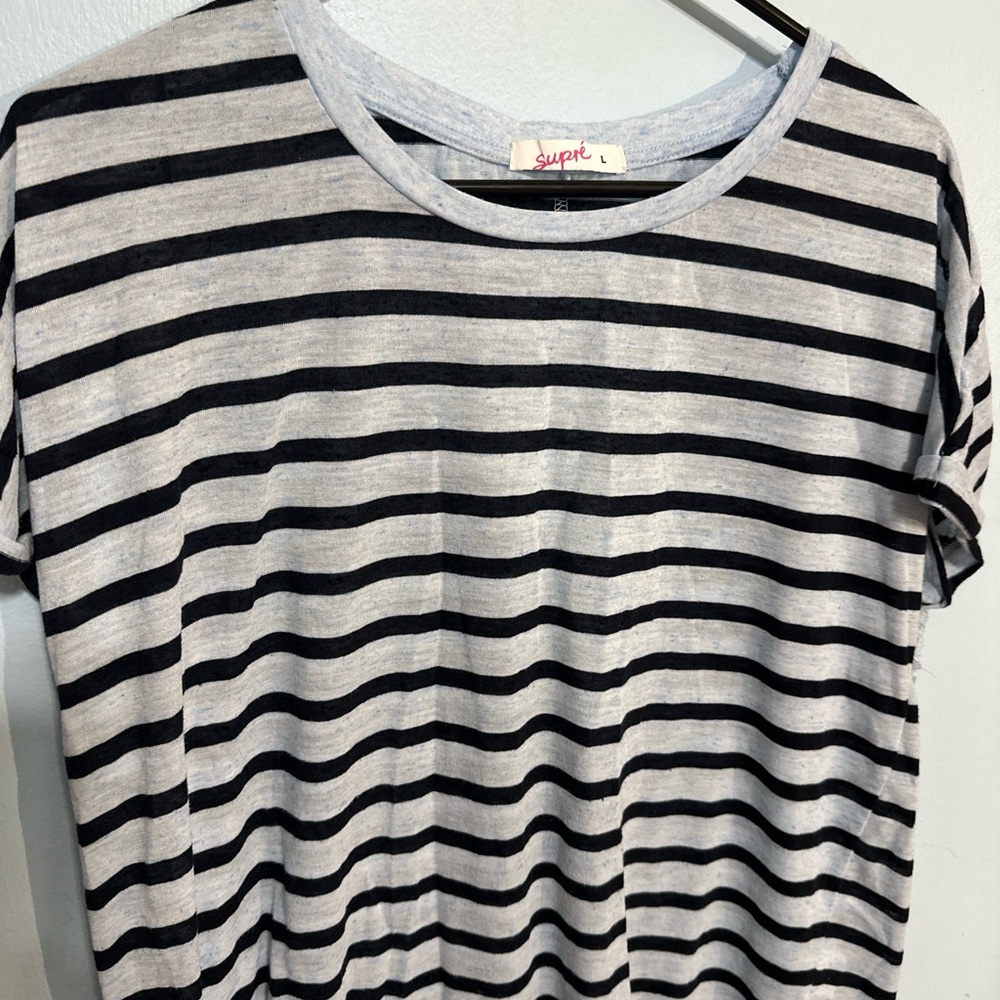 SUPRE Striped Slub Tunic Top - Picture 2 of 3